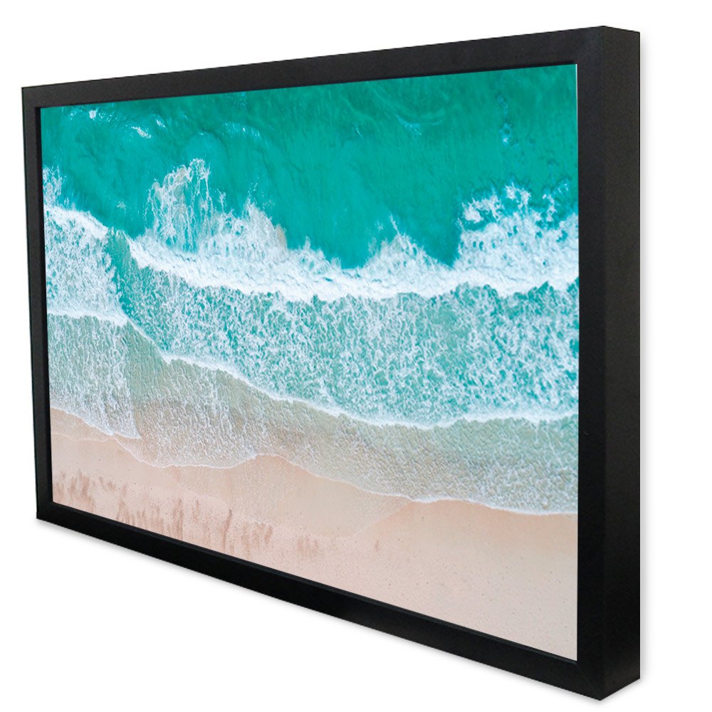 Quadro Decorativo Caixa Praia mar Azul  Tacolado Moldura Caixa Alta 4,5cm Preta com Vidro 30 X 40cm - 2