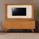 Ver imagem 1 de Conjunto Painel + Rack Atenas Painel Off White/Naturalle Rack Naturalle 180 cm Mavaular