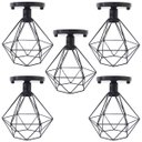Ver imagem 1 de 5 Lustres Teto Plafon Industrial Aramado Diamante Retrô Luminária Sobrepor Vintage Preto