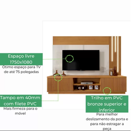 Home Valencia 2 Portas P/ Tv 75'' 2,20cm Naturalle/offwhite - 2