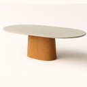 Ver imagem 3 de Mesa de Jantar Cone Oblongo 198x122 Cm Tampo Mármore Branco Extra Base Madeira Freijó