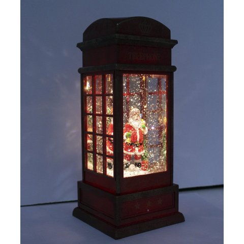 Cabine Telefone Inglês Papai Noel Natal Leds Musical de 26cm