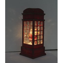 Cabine Telefone Inglês Papai Noel Natal Leds Musical de 26cm - 2