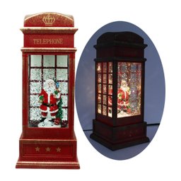 Cabine Telefone Inglês Papai Noel Natal Leds Musical de 26cm - 4