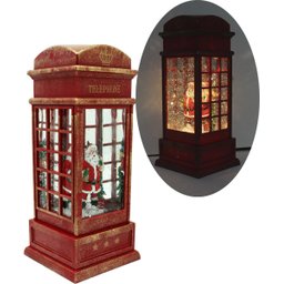Cabine Telefone Inglês Papai Noel Natal Leds Musical de 26cm - 3