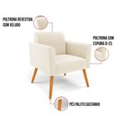Ver imagem 3 de Poltrona Sala Decorativa Marisa Pé Palito Castanho Veludo D03 - D’Rossi