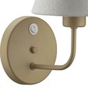 Ver imagem 3 de 2 Arandelas de Parede em Alumínio Dourado Cúpula Tecido Natural com Interruptor Abajur Quarto