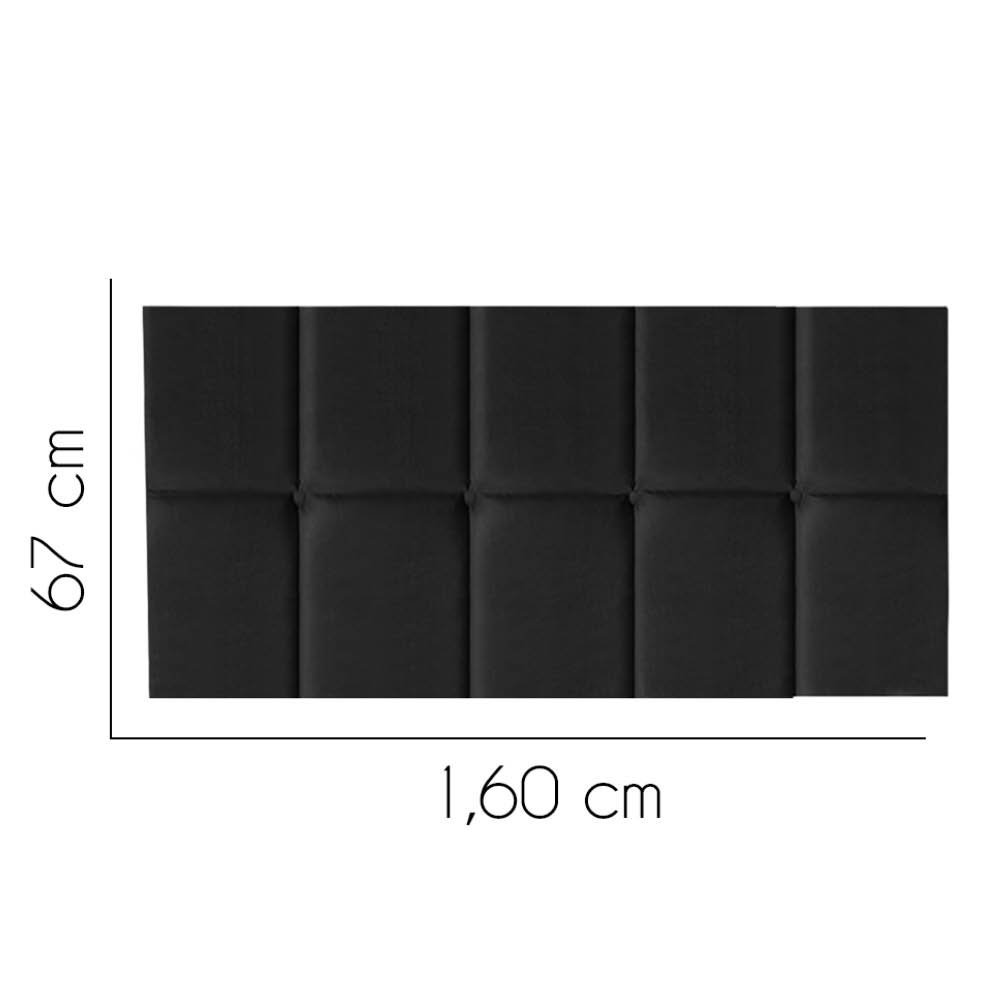 Painel Cabeceira Estofada Turquia 160cm Queen Size Para Cama Box Quarto Corino Preto - Amey Decor - 2