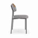 Ver imagem 5 de Kit 4 Cadeiras Sala de Jantar Lisa Pés Preto Linho/PU Cinza/Caramelo m² - Monari Design
