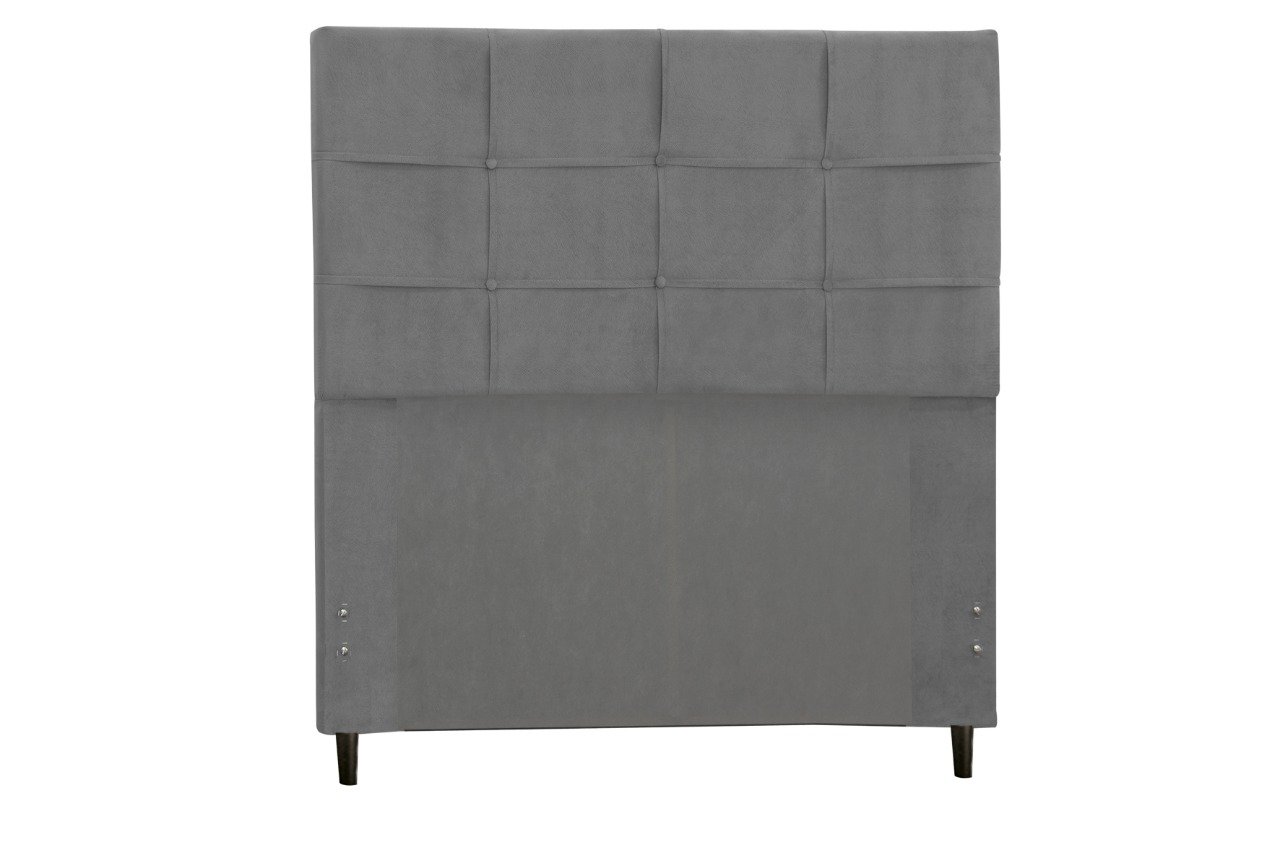 Cabeceira New Style Estofada Com Botão de Tecido para Cama Box Casal 144Cm Chumbo - JBE Móveis - 1