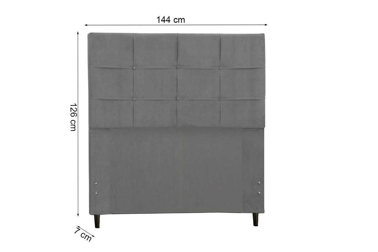 Cabeceira New Style Estofada Com Botão de Tecido para Cama Box Casal 144Cm Chumbo - JBE Móveis - 2