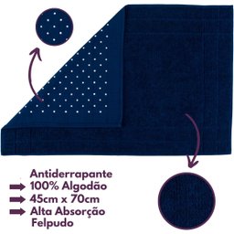 Jogo de Toalha Montreal 2 Banhão + 2 Rosto + 2 Tapete Piso Luxuoso 100% Algodão Azul Marinho - 5