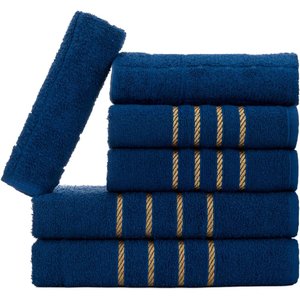 Jogo de Toalha Montreal 2 Banhão + 2 Rosto + 2 Tapete Piso Luxuoso 100% Algodão Azul Marinho