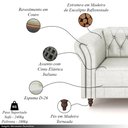 Ver imagem 3 de Conjunto Sala de Estar 1 Sofá Living 200cm e 1 Poltrona Stanford Chesterfield Pés Madeira Couro Bran
