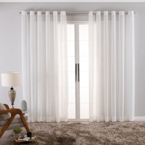 Cortina Linho de Gaze Off White 580x230cm para Varão Fastlar Cortina para Varão