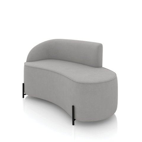 Sofá 2 Lugares Orgânico 140cm Pé Ferro Preto Morgan Suede Cinza D03 - D’Rossi