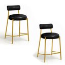 Ver imagem 2 de Banqueta Cozinha Alta com Encosto Kit 2 Industrial Dourado Londres PU Facto D03 - D'Rossi