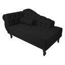 Ver imagem 1 de Recamier Decorativo Divã Larissa Lado Direito Couro Preto Pés Madeira Mz Decor