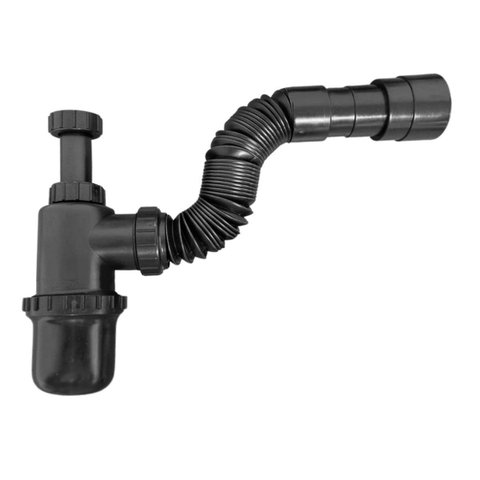 Sifão Sanfonado Extensivo Universal Preto Com Copo:preto