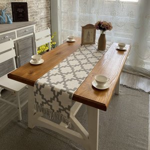 Linho de algodão de luxo corredor mesa buffalo xadrez borla mesa de casamento decoração chá café mes