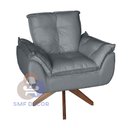 Ver imagem 2 de Poltrona/cadeira Decorativa Glamour Opala com Base Giratória 30cm em Madeira Cinza