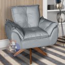 Ver imagem 1 de Poltrona/cadeira Decorativa Glamour Opala com Base Giratória 30cm em Madeira Cinza