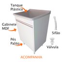 Ver imagem 4 de Tanque de Lavar Roupas 34L Gabinete MDF Puxador Alumínio Cor:Cinza