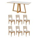 Ver imagem 2 de Mesa Jantar 1,80m 6 Lugares com 6 Cadeiras Assento Estofado 100% MDF Dalla Costa Cor:Off White com