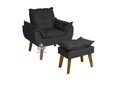 Ver imagem 1 de Poltrona/cadeira Decorativa e Puff Glamour com Pés Quadrado Preto