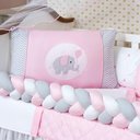 Ver imagem 3 de Berço Elefante Trançado Saia Box e Mosquiteiro 12 Pç Rosa