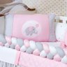 Berço Elefante Trançado Saia Box e Mosquiteiro 12 Pç Rosa - 3