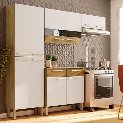 Kit Cozinha Ambiente Nala 4 Peças Freijó Supremo Ripado - Kits Paraná