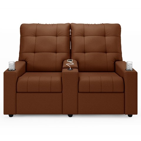 Poltrona de Cinema Reclinável 2 Lugares Baú Usb Mallie Fh9 Veludo Terracota - Mpozenato