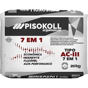 Argamassa Flexível Aciii Cinza 7 em 1 20 Kilos - Ac3 7x1 - Pisokoll