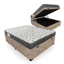 Ver imagem 1 de Cama Box Baú Casal Suede + Colchão de Molas Ensacadas Sereneprime 138x188x62cm Bege