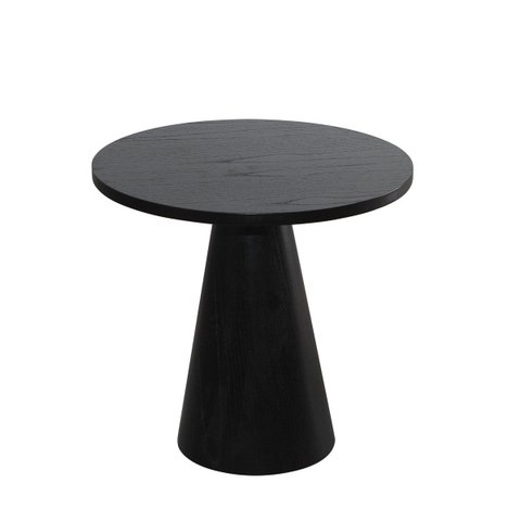 Mesa Lateral Cone Diâmetro de 50 cm Preta com Lamina Natural