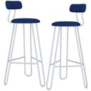 Ver imagem 1 de Kit 02 Banqueta Alta Bar Cozinha Sala de Jantar Áris C01 Branco Linho Azul Jeans - Lyam Decor
