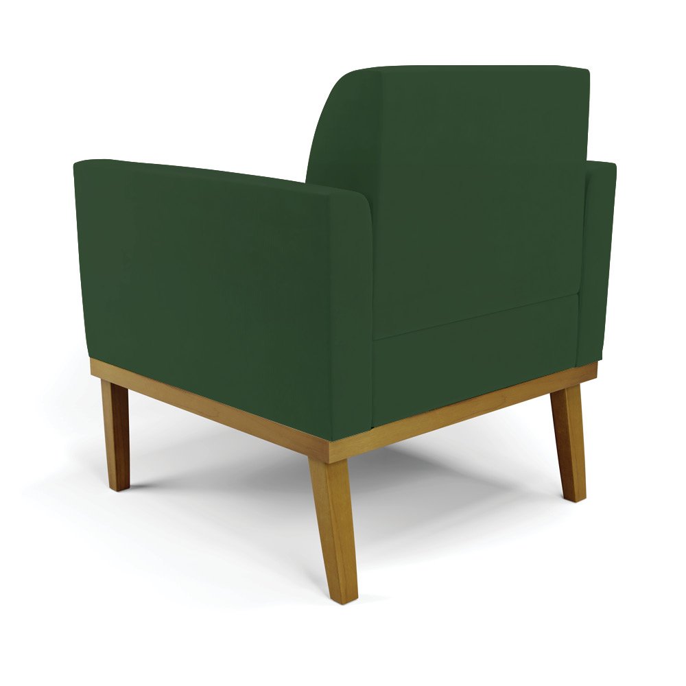 Poltrona Decorativa Isabella Pés Fixo em Madeira Castanho Veludo Verde Esmeralda G19 - Gran Belo - 8
