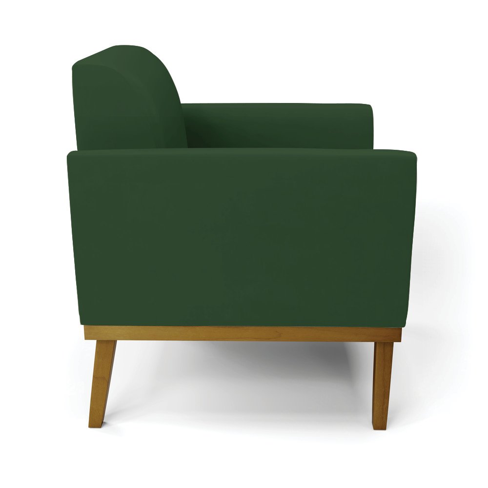 Poltrona Decorativa Isabella Pés Fixo em Madeira Castanho Veludo Verde Esmeralda G19 - Gran Belo - 7
