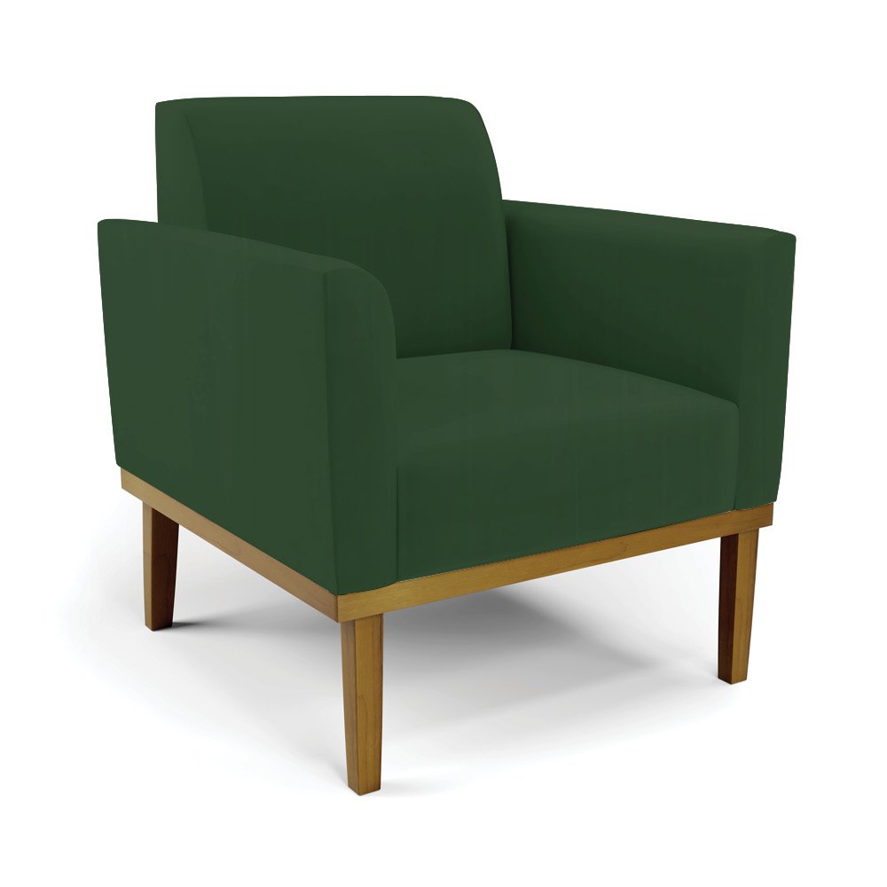 Poltrona Decorativa Isabella Pés Fixo em Madeira Castanho Veludo Verde Esmeralda G19 - Gran Belo - 2