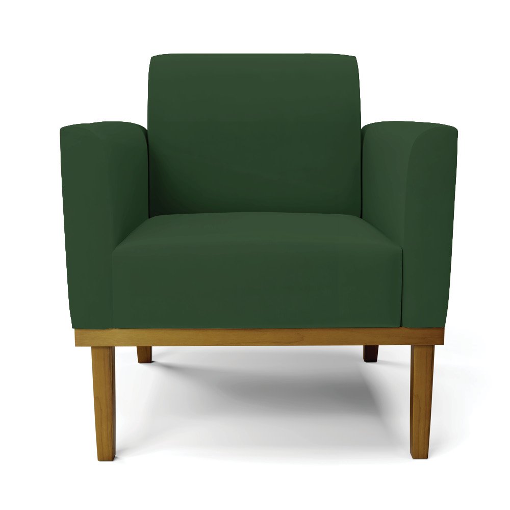 Poltrona Decorativa Isabella Pés Fixo em Madeira Castanho Veludo Verde Esmeralda G19 - Gran Belo - 6