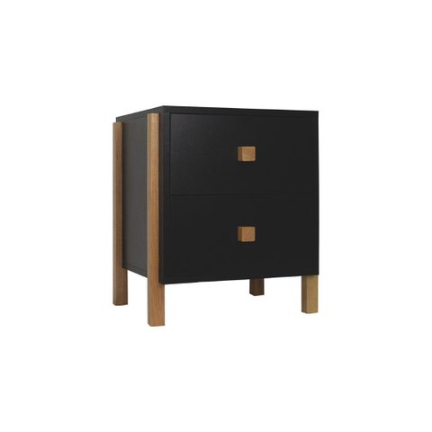 Mesa de Cabeceira Evo Preta 2 Gavetas
