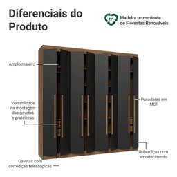 Guarda-Roupa Casal 8 Portas Batentes Venus Madesa - 5