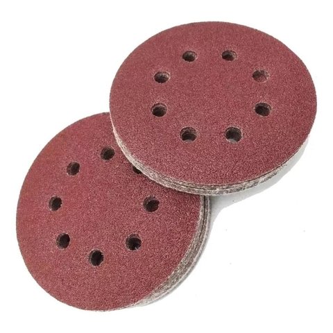 Kit 100 Un Disco de Lixa Velcro Vermelho Ferro e Madeira Starfer 115mm Grão 60/120