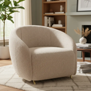 Ver imagem 1 de Poltrona Decorativa Versátil Orgânica Nuvem Bouclé - Zahav:bege
