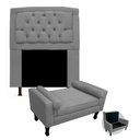 Ver imagem 1 de Kit Cabeceira Geovana + Calçadeira Baú Felix Solteiro 100cm Suede - Ecotec Decor:Cinza