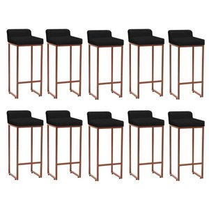 Kit 10 Banqueta Alta Mia Com Encosto Cozinha Bistrô Bar Balcão Ferro Bronze Sintético Preto - Amey D