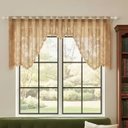 Ver imagem 6 de Cortina Bando Renda Cascata Cozinha Floral 2,95x1,00 Variada:Marrom