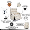 Ver imagem 4 de Poltrona do Papai Arcane Giratória Reclinável Sala de Estar Massagem Manual Aquecimento PU Bege G94 