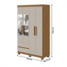 Guarda-roupa Solteiro Zeus 4 Portas 2 Gavetas com Espelho Amêndoa Clean/off White - Móveis Lopas - 4